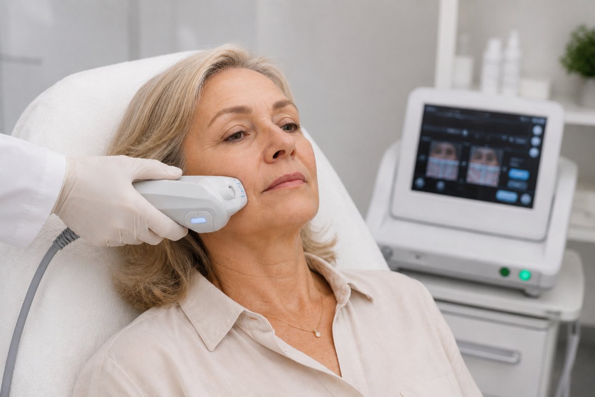 HIFU facial treatment for menopausal women