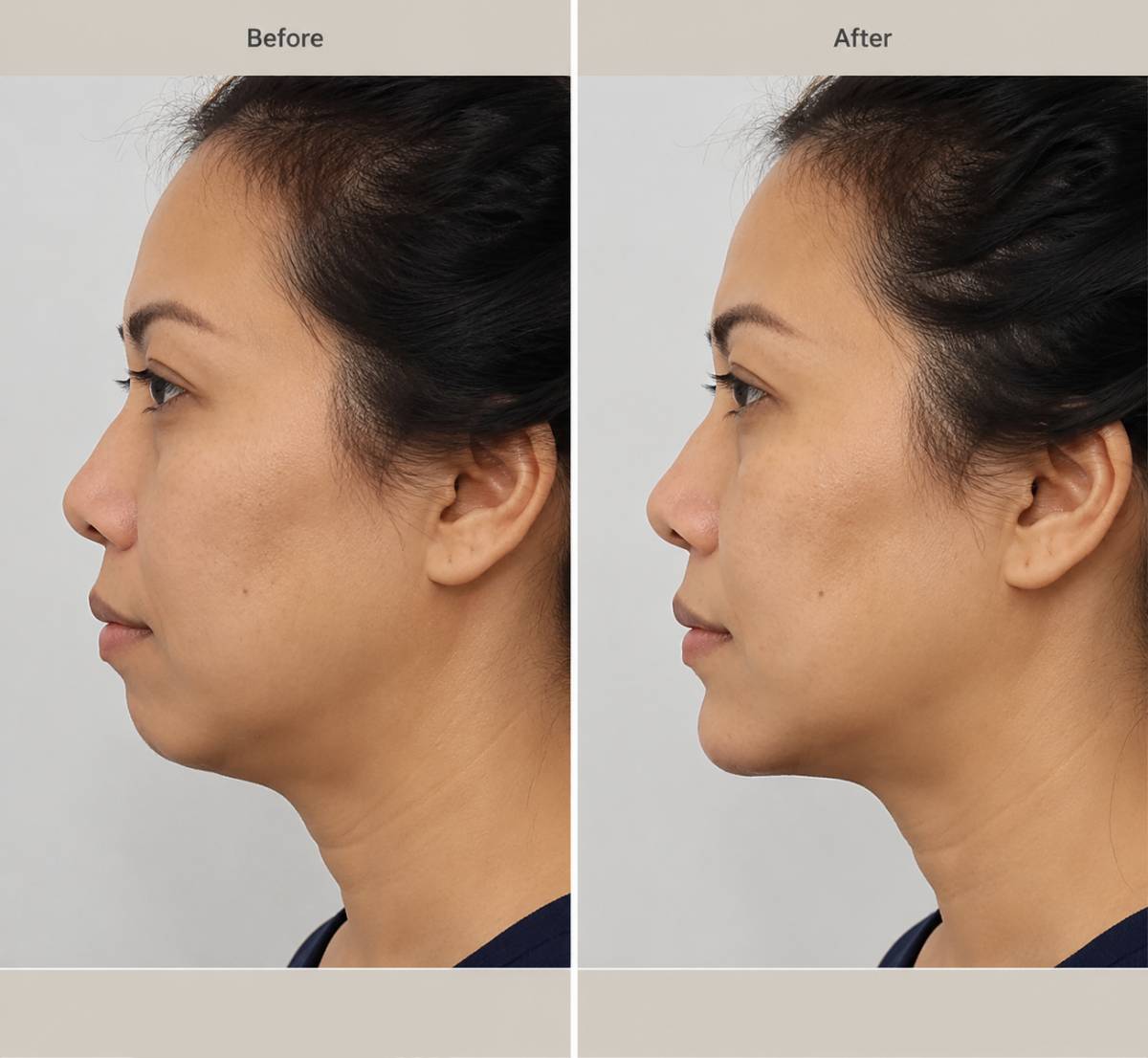 Before and after chin filler injection in amazing new face Before and after chin filler injection in amazing new face